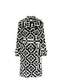 Manteau de fourrure imprimé noir et blanc Mary Katrantzou
