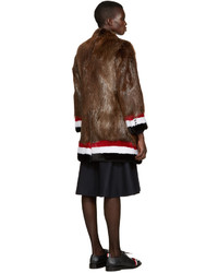 Manteau de fourrure marron foncé Thom Browne