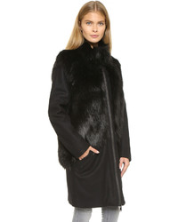 Manteau de fourrure noir DKNY