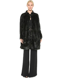 Manteau de fourrure noir Giambattista Valli