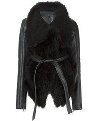 Manteau de fourrure noir Gareth Pugh