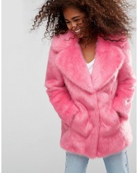 Manteau de fourrure rose Asos