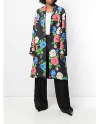 Manteau en brocart à fleurs noir Nina Ricci