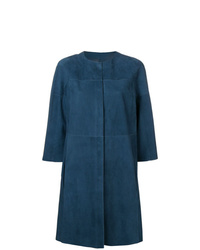 Manteau en cuir bleu marine Drome