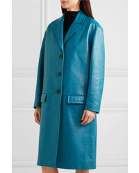 Manteau en cuir bleu Prada