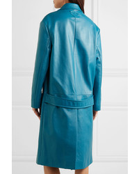 Manteau en cuir bleu Prada