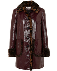 Manteau en cuir bordeaux McQ Alexander McQueen