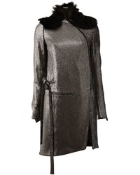 Manteau en cuir gris foncé Ann Demeulemeester
