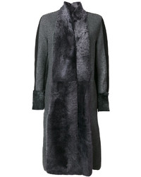 Manteau en cuir gris foncé Lorena Antoniazzi