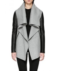 Manteau en cuir gris