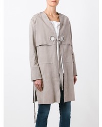 Manteau en cuir gris Drome
