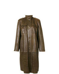 Manteau en cuir marron Versace Vintage