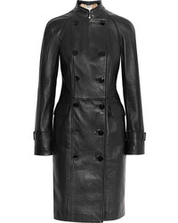 Manteau en cuir noir Alexander McQueen