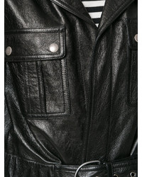 Manteau en cuir noir Saint Laurent