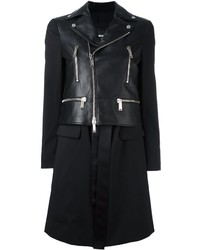 Manteau en cuir noir Dsquared2