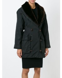 Manteau en cuir noir Jean Paul Gaultier Vintage