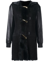 Manteau en cuir noir Giuseppe Zanotti Design