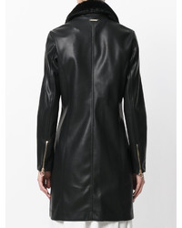 Manteau en cuir noir Twin-Set