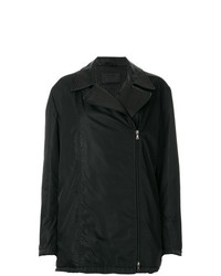 Manteau en cuir noir Prada Vintage