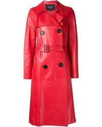 Manteau en cuir rouge Derek Lam