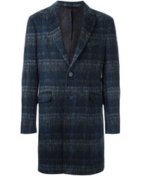 Manteau en laine à carreaux bleu marine Etro
