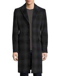 Manteau en laine à carreaux gris foncé