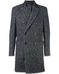 Manteau en laine à chevrons noir Dondup