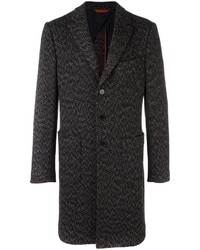 Manteau en laine à motif zigzag noir Missoni