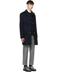 Manteau en laine bleu marine Moncler Gamme Bleu