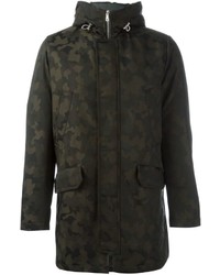 Manteau en laine camouflage noir