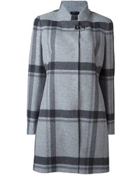 Manteau en laine écossais gris Fay