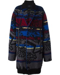 Manteau en laine en jacquard noir Sibling