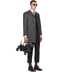 Manteau en laine gris foncé Thom Browne