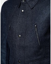 Manteau en laine matelassé bleu marine Sisley