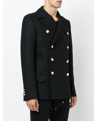 Manteau en laine noir Balmain