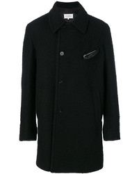 Manteau en laine texturé noir