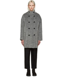 Manteau en mohair à rayures horizontales gris