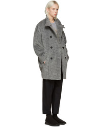 Manteau en mohair à rayures horizontales gris Kenzo