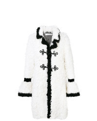 Manteau en peau de mouton retournée blanc et noir