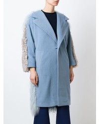 Manteau en peau de mouton retournée bleu clair Sandy Liang