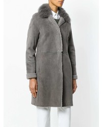 Manteau en peau de mouton retournée gris Liska