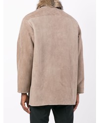 Manteau en peau de mouton retournée marron clair Liska