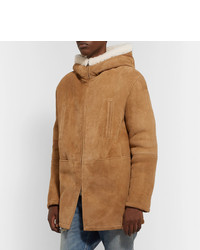 Manteau en peau de mouton retournée marron clair Saint Laurent