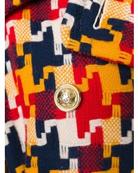 Manteau en pied-de-poule multicolore Moschino Vintage