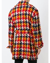 Manteau en pied-de-poule multicolore Moschino Vintage