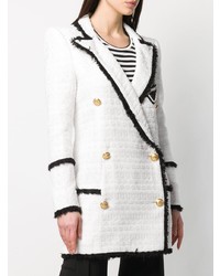 Manteau en tweed blanc Balmain
