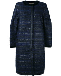 Manteau en tweed bleu marine Alberta Ferretti