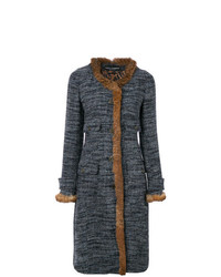 Manteau en tweed bleu marine Dolce & Gabbana Vintage