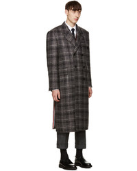 Manteau en tweed écossais gris foncé Thom Browne