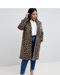 Manteau imprimé léopard gris Asos Curve